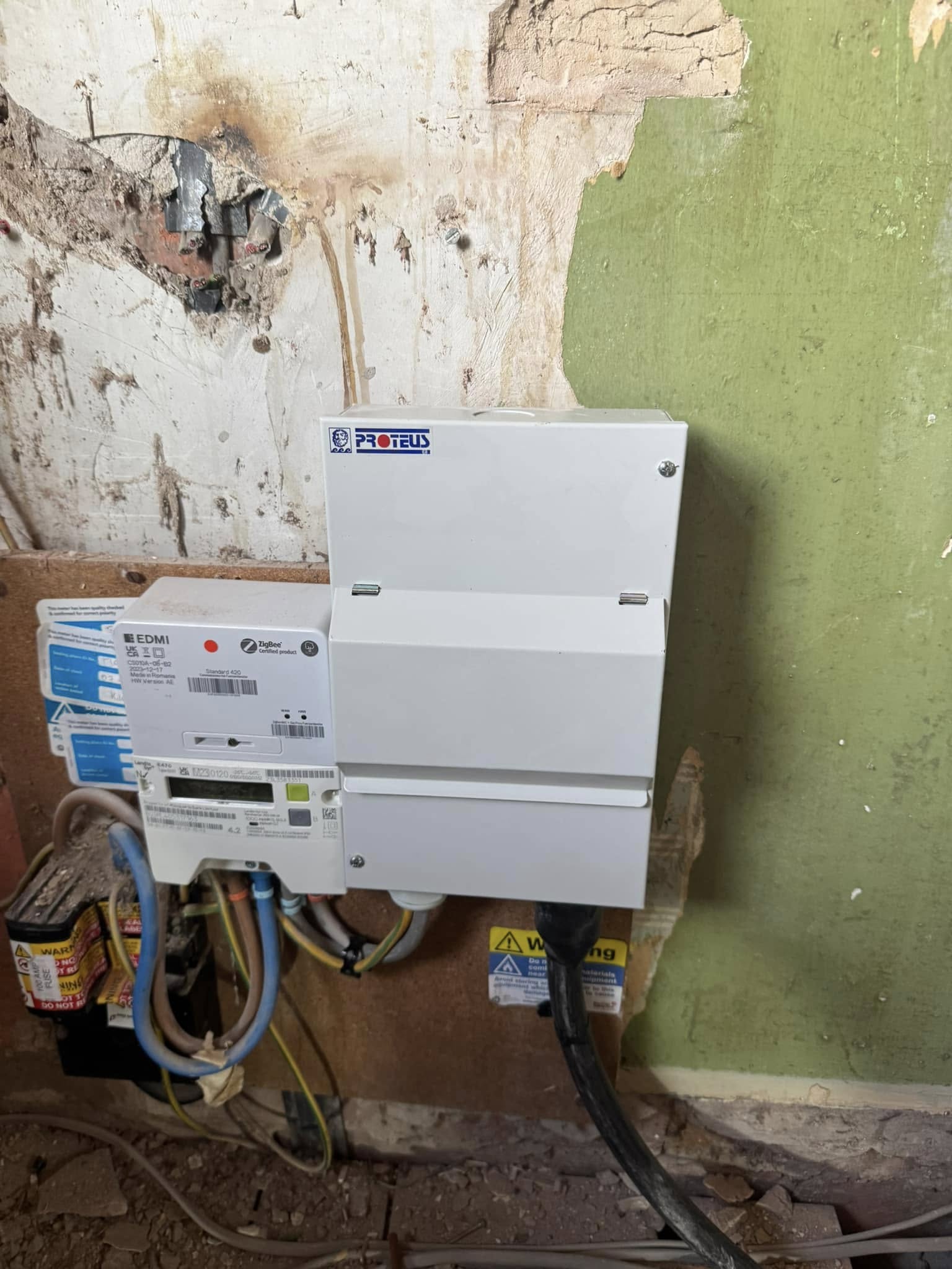 Electrical fuse box on wall