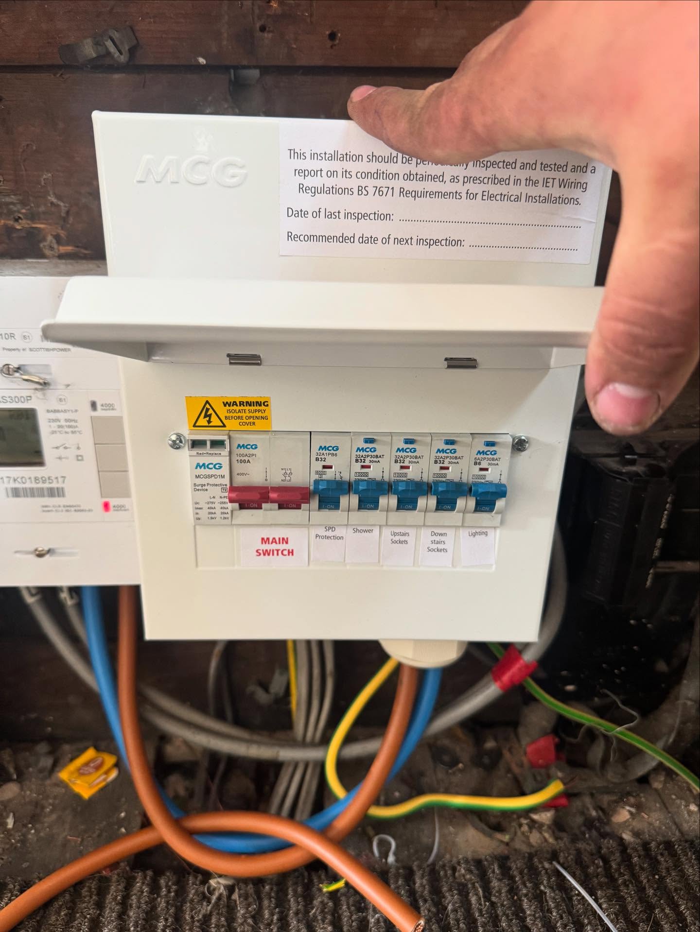 Small electrical fuse box with a few switches