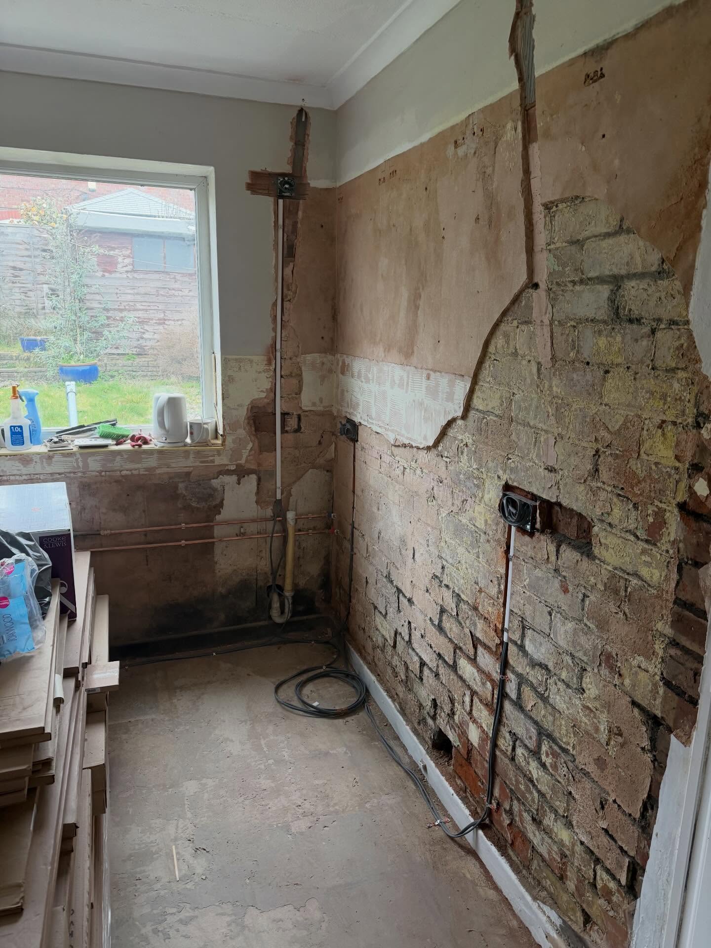 Wall rewiring for new kitchen