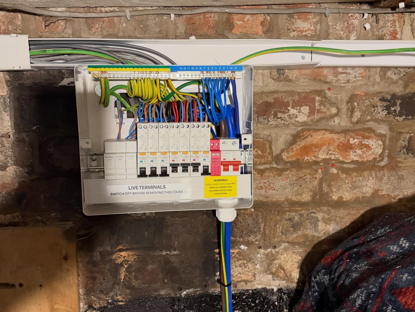 Electrical fuse box in basement