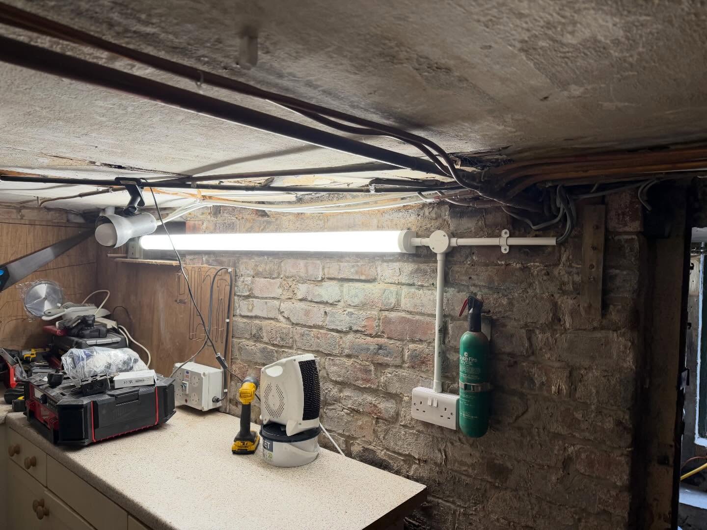 Basement lighting with double socket